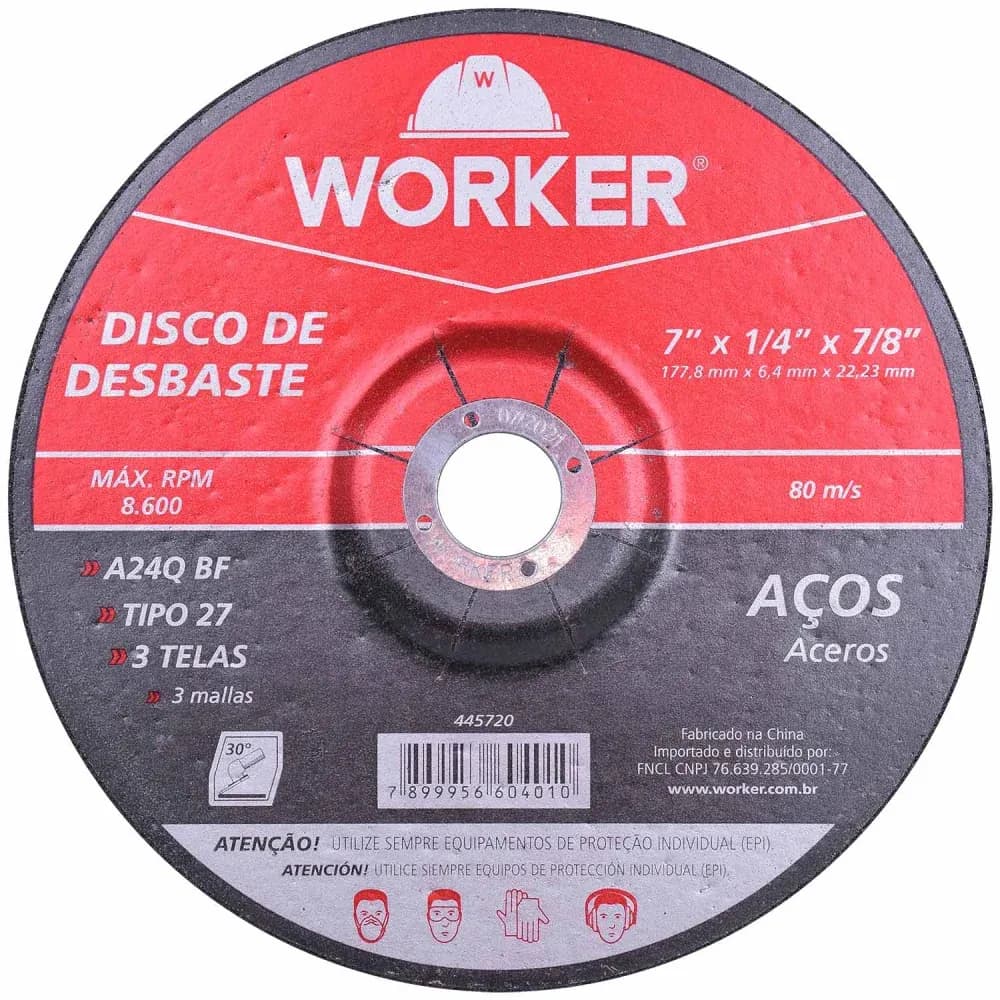 Disco Desbaste 7" x 177,8 mm Ferro Worker - Imagem 1