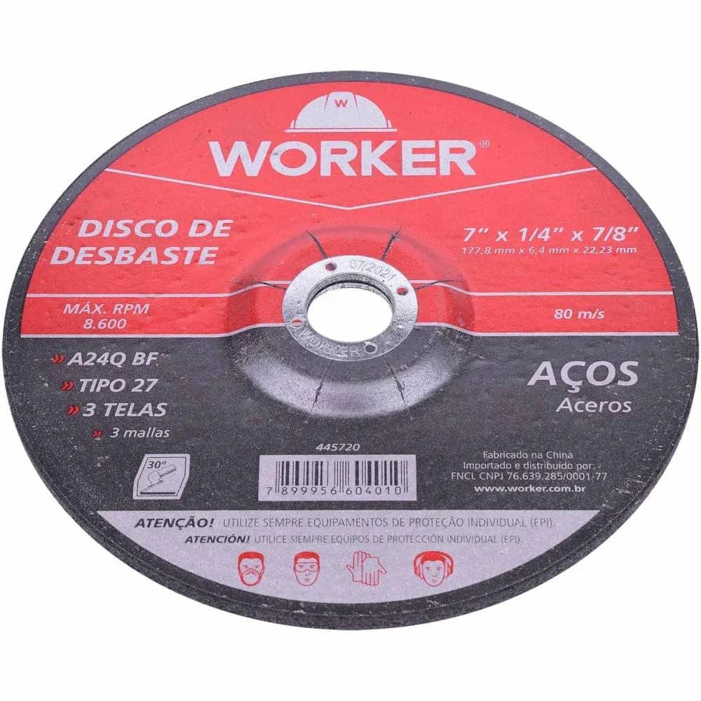 Disco Desbaste 7" x 177,8 mm Ferro Worker - Imagem 3